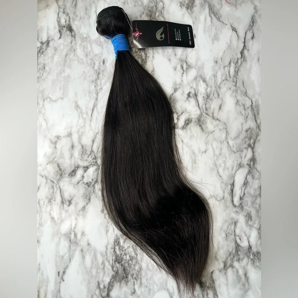 16 Inch Brazilian 100% Human Virgin Hair Unprocessed Natural Straight black